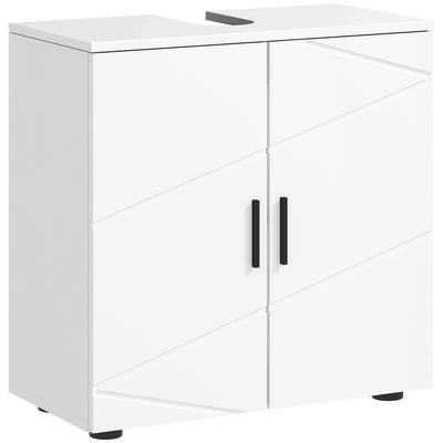 White Under Sink Bathroom Cabinet with Adjustable Shelf and Storage Space