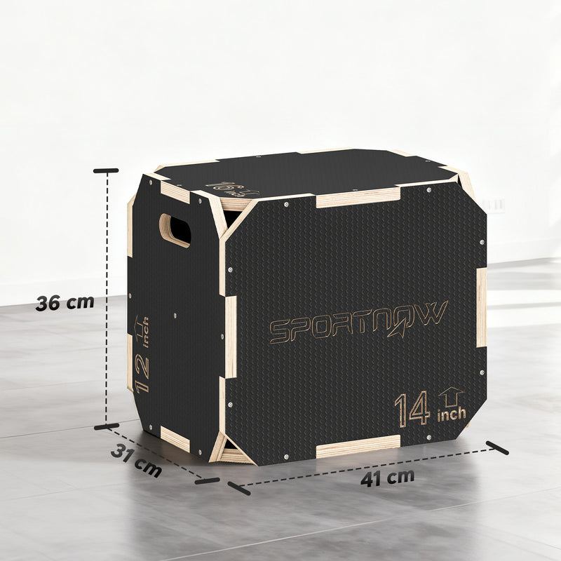 Non Slip Wooden Plyo Jump Box for Home Fitness and Cross Training 31x36x41 cm Natural AOSOM