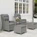 5 Piece Rattan Reclining Armchair Bistro Set with Cushions and Footstools Light Grey by Outsunny