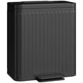 40L Black Dual Compartment Rubbish Bin With Soft Close Lid For Kitchen Waste Sorting