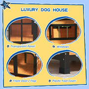 Wooden Dog Kennel with Removable Floor Openable Roof and Large Window Yellow by PawHut