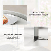 Folding Garden Side Table with Removable Tray for Easy Outdoor Serving White Outsunny