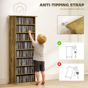 Tall CD Storage Tower Unit With 360 Degree Rotating Base For Home Organisation Rustic Brown Homcom