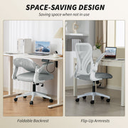 Ergonomic Mesh Office Chair with Foldable Backrest for Home or Office Use Light Grey AOSOM