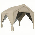 3x3m Garden Gazebo with Insect Netting and Weather Protection for Private Outdoor Gatherings, Khaki Outsunny