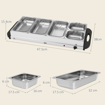 Electric Buffet Warmer with 5 Trays and Adjustable Heat Ideal for Parties and Events