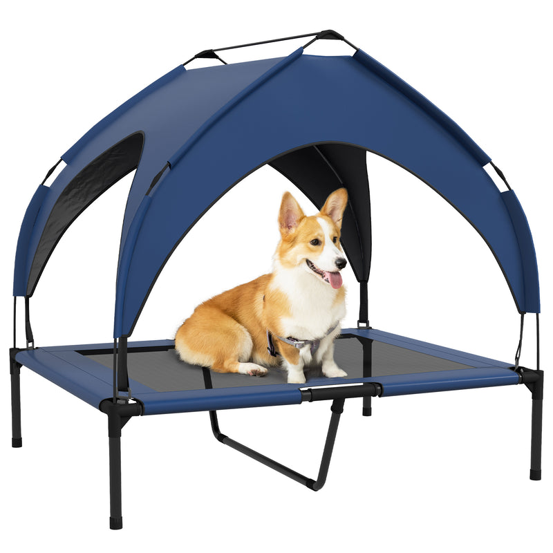 Elevated Cooling Pet Bed With Breathable Mesh For Medium And Large Dogs Dark Blue