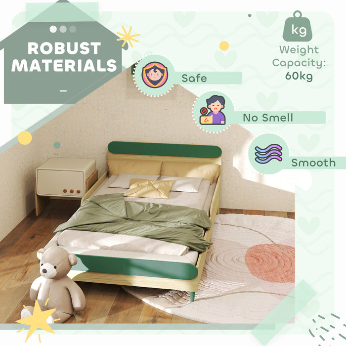 Green Toddler Bed with Safety Rail for Ages 3-10 Years 195 x 103 x 60.5cm by AIYAPLAY