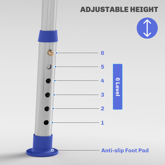 Blue Height Adjustable Shower Chair with Backrest and Anti-Slip Feet by HOMCOM