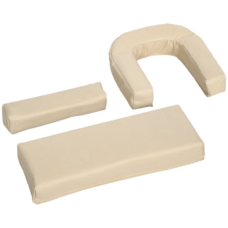 Set of 2 Folding Sun Loungers with Face Hole and Adjustable Backrest for Garden Use , Beige Outsunny