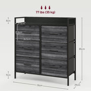 Rustic Black Chest of 6 Fabric Drawers for Bedroom and Living Room Storage by HOMCOM