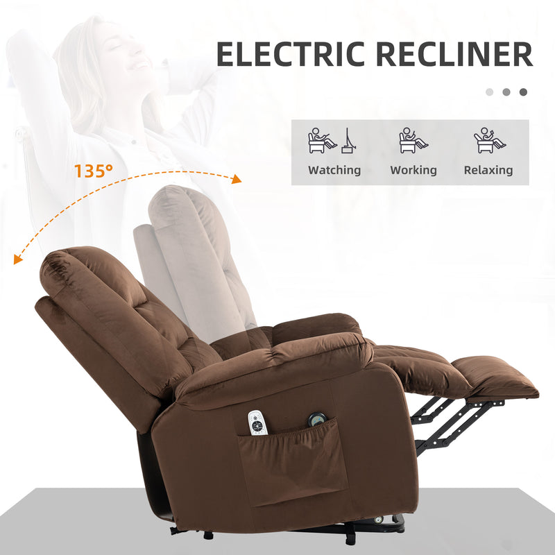 Reclining Massage Armchair with Heat and Eight Massage Points for Home Comfort Brown