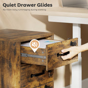 Three Drawer Wood Effect Filing Cabinet With Spacious Storage For Home Office, Rustic Brown