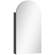 Arched Bathroom Mirror Cabinet With Adjustable Glass Shelves For Storage, Black