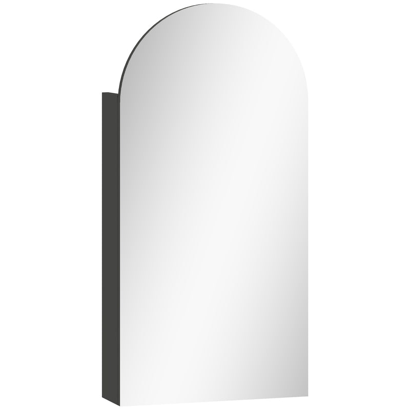 Arched Bathroom Mirror Cabinet With Adjustable Glass Shelves For Storage, Black