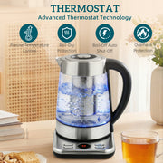 Electric Kettle With Rapid Boil and Keep Warm for Quick Tea and Coffee Silver Tone Homcom