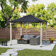Black 3 x 3 m Metal Roof Gazebo with Wood Effect Finish by Outsunny
