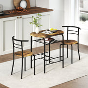 Three Piece Dining Table Set with Stools Space Saving Kitchen Furniture Rustic Brown