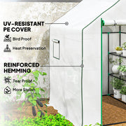 Mini Walk In Greenhouse 143 x 140cm with Shelves and Cover White by Outsunny