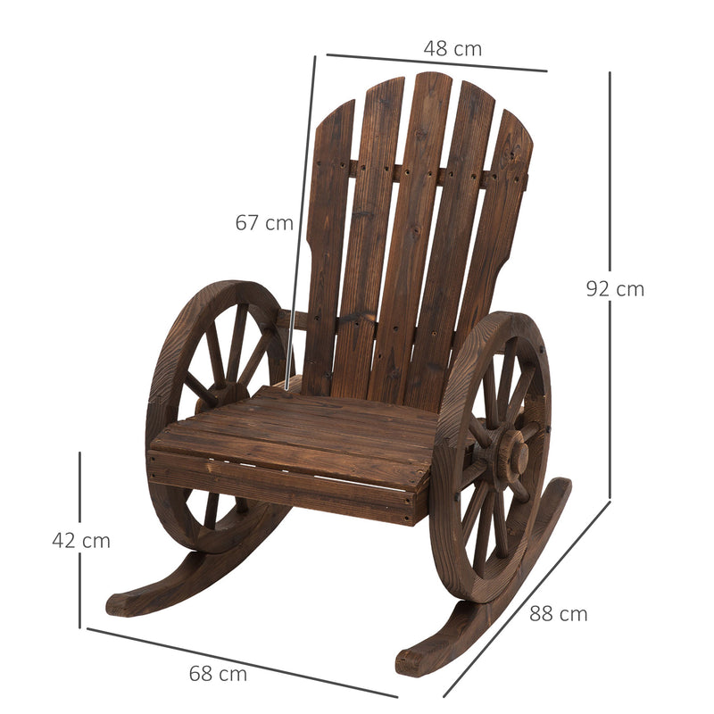2 Piece Wooden Adirondack Rocking Chair Set Reclining Garden Armchairs for Patio or Porch AOSOM