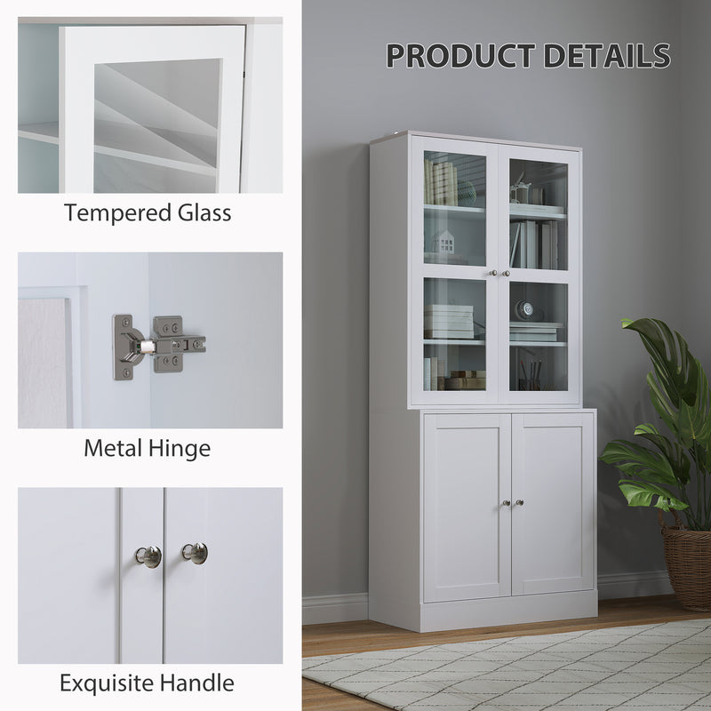 White Double Storage Display Cabinet with Shelves by HOMCOM