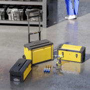 Yellow 3 in 1 Stackable Rolling Tool Box With Wheels For Garage Or Workshop Storage
