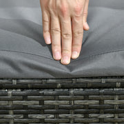 Grey Rattan Sun Loungers Set of 2 With Cushions and 5 Position Reclining Backrests