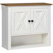 White Wall Mounted Farmhouse Bathroom Storage Cabinet by kleankin