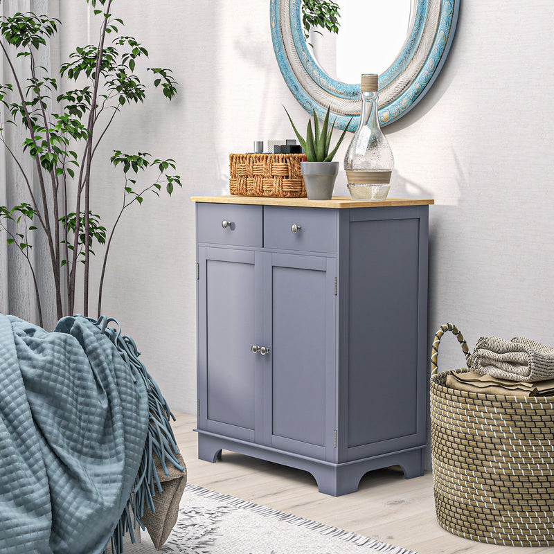 Kitchen Storage Cabinet with Drawers and Adjustable Shelves for Organised Worktops Grey Oak Homcom