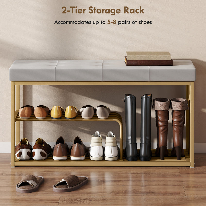 Shoe Storage Bench with Padded Seat for Hallway or Bedroom Organisation Grey