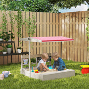 Wooden Kids Sandbox with Canopy and Play Kitchen for Outdoor Fun Ages 3 to 7 Brown