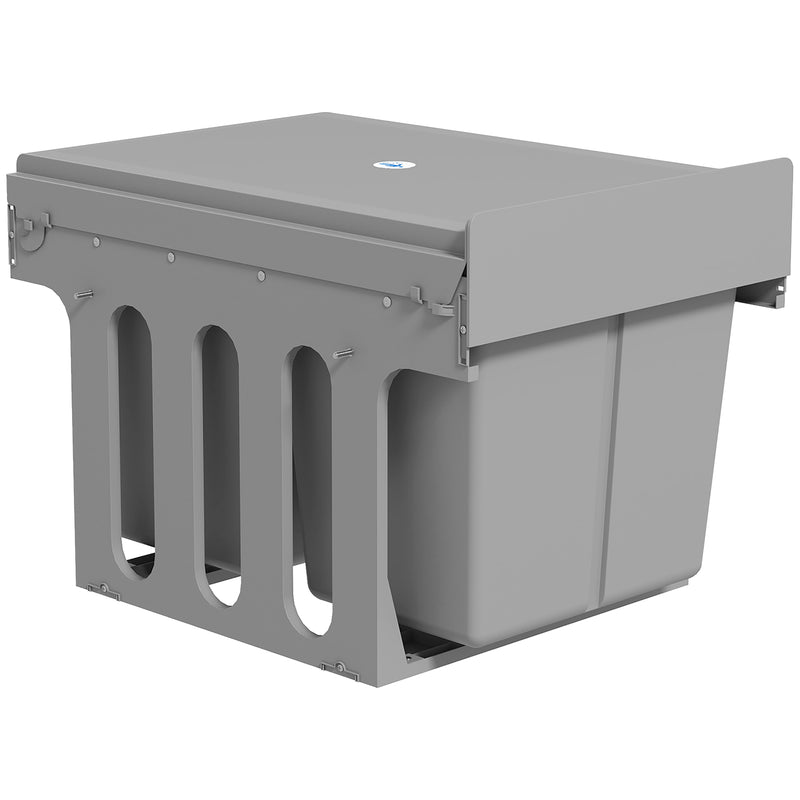 Pull Out Under Sink Bin With 2 Removable 15L Compartments For 400mm Cabinets Light Grey