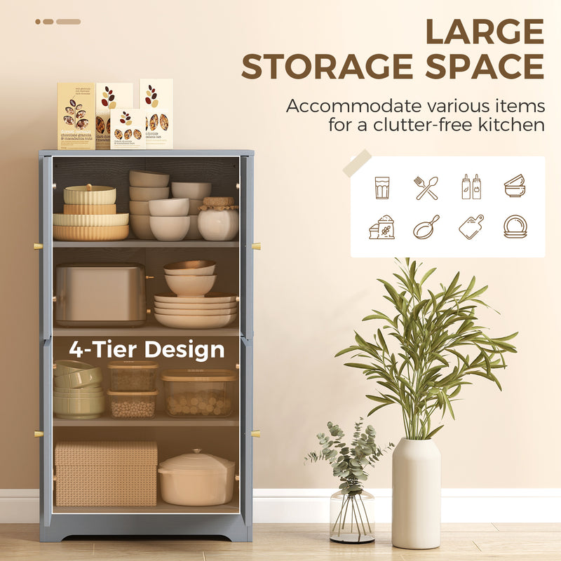 Pantry Storage Cabinet with Adjustable Shelves for Kitchen or Bathroom Organisation Grey AOSOM