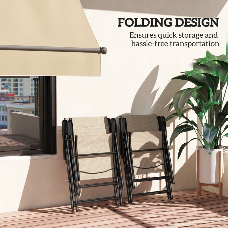 Set of Four Folding Outdoor Chairs Brown and Black Weather Resistant by Outsunny