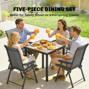 Outdoor Dining Set for 4 with Foldable Chairs and Compact Table for Small Gardens Grey Outsunny