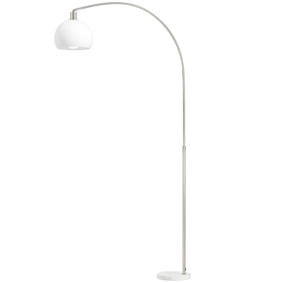 Floor Lamp with Curved Head and Foot Switch for Reading Nooks or Living Rooms White Homcom