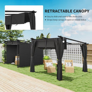 Dark Grey 3 x 3 m Retractable Roof Pergola with Curtains for Garden by Outsunny