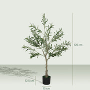 Artificial Olive Tree 4ft with 450 Leaves and 20 Fruits in Pot for Indoor Decor by Outsunny