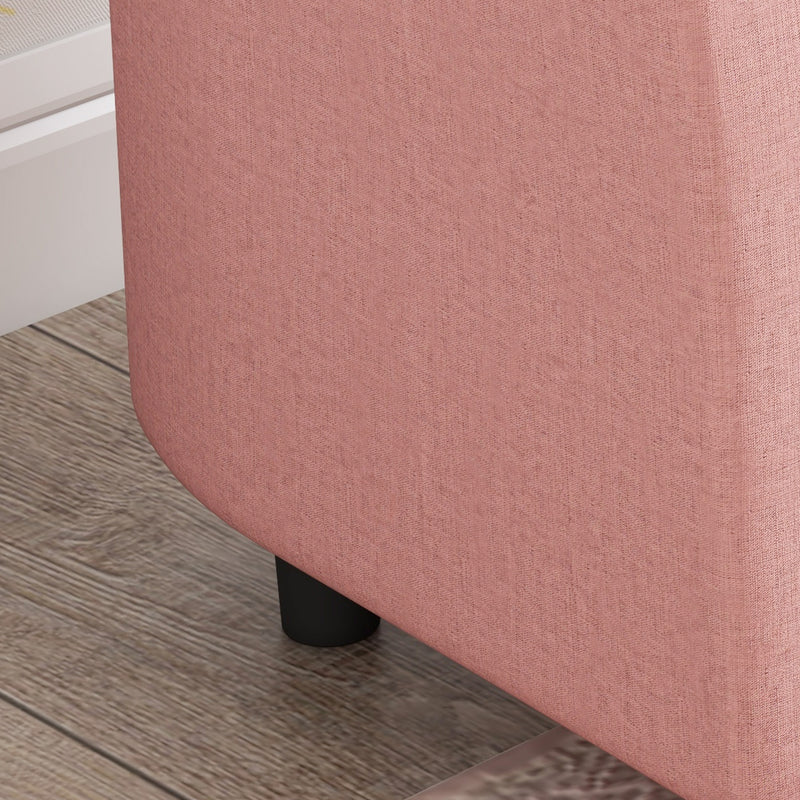 2 Piece Kids Sofa Set with Footrest for Bedroom or Playroom Supportive Design, Pink