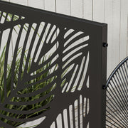 Black Metal Garden Privacy Screen With Leaf Design Ideal For Outdoor Spaces