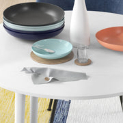 Folding Round Dining Table for 4 with Drop Leaf Space Saving Design for Small Kitchens White