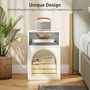 Bedside Table with Open Storage for Small Bedrooms Slim Space Saving Design White Homcom