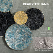 3D Metal Wall Art Sculpture for Living Room or Bedroom Adds Modern Style Blue, Black and Gold