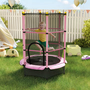 Kids 4.6ft Trampoline With Safety Enclosure For Indoor And Outdoor Play Pink AOSOM
