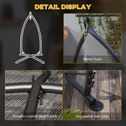 Black Heavy Duty Hammock Chair Stand With Chain For Indoor And Outdoor Hanging Use