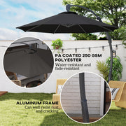 Black 3m Cantilever Garden Parasol With 360Â° Rotation and Crank Handle Premium Quality by Outsunny