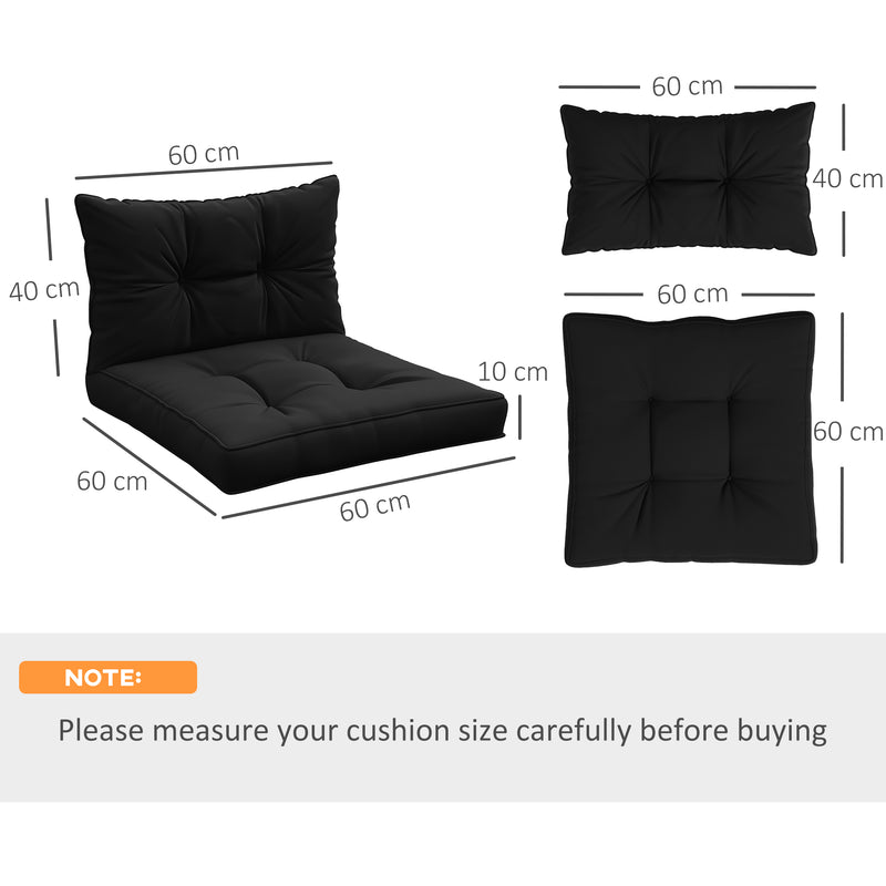 2 Piece Garden Chair Cushions Set with Back Support for Indoor or Outdoor Use Black AOSOM
