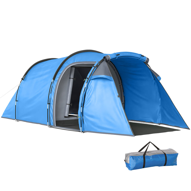 Outsunny 2 Room Tent with Vestibule, Weather-Resistant Camping Tent with Air Vents for Fishing Hiking, Sky Blue