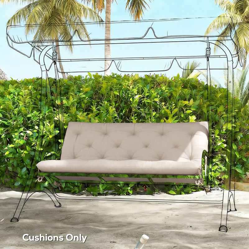 Outdoor Bench Cushion for 2 Seater Benches and Swing Chairs Water Resistant Khaki AOSOM