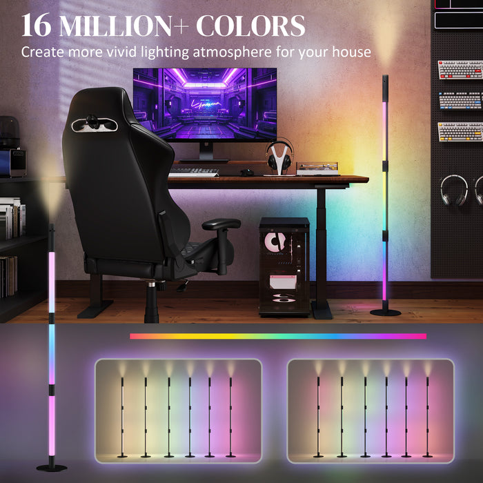 LED Floor Lamp with RGB, Remote Control and Music Sync for Living Room and Gaming by HOMCOM